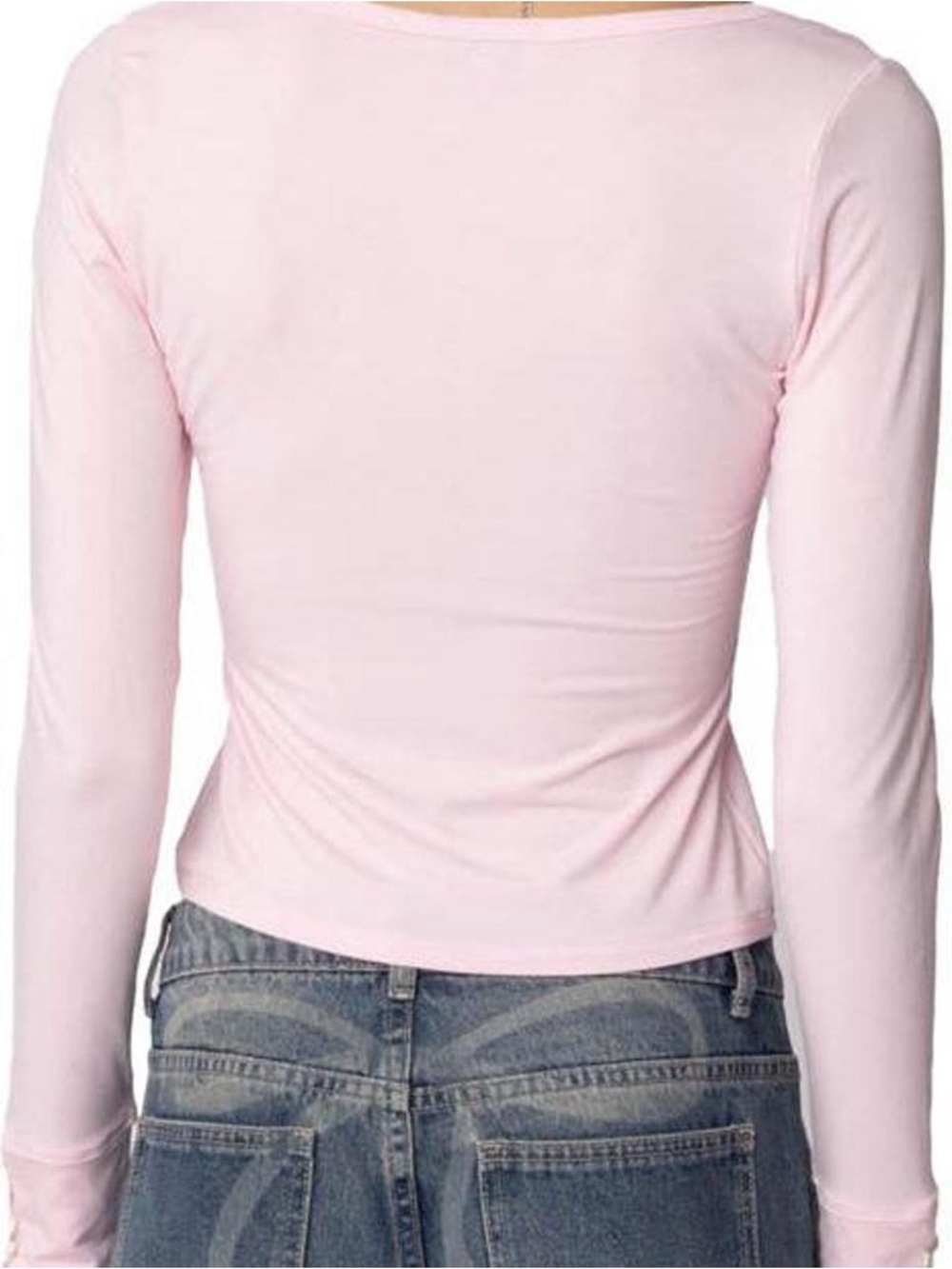 Edikted Light Pink Lolo Bow Long Sleeve Top with Bows - Picture 7 of 8
